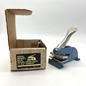 Ideal Model M1R Steel Desk Seal Embosser 1" x 2" Insert with Original Box New‎